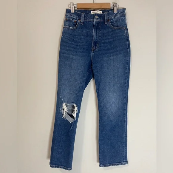 Abercrombie & Fitch Womens Jeans Sz 25 Blue The Ankle Straight Ultra High Rise - Picture 1 of 10